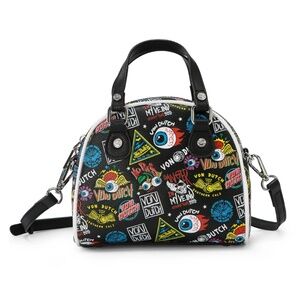 NWT VON DUTCH Mini Bowling Bag Black Jax Pattern Vegan Leather Crossbody Purse